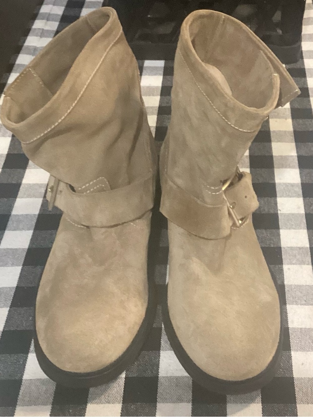 Jimmy Choo Tan Suede Ankle Boots with Buckle
